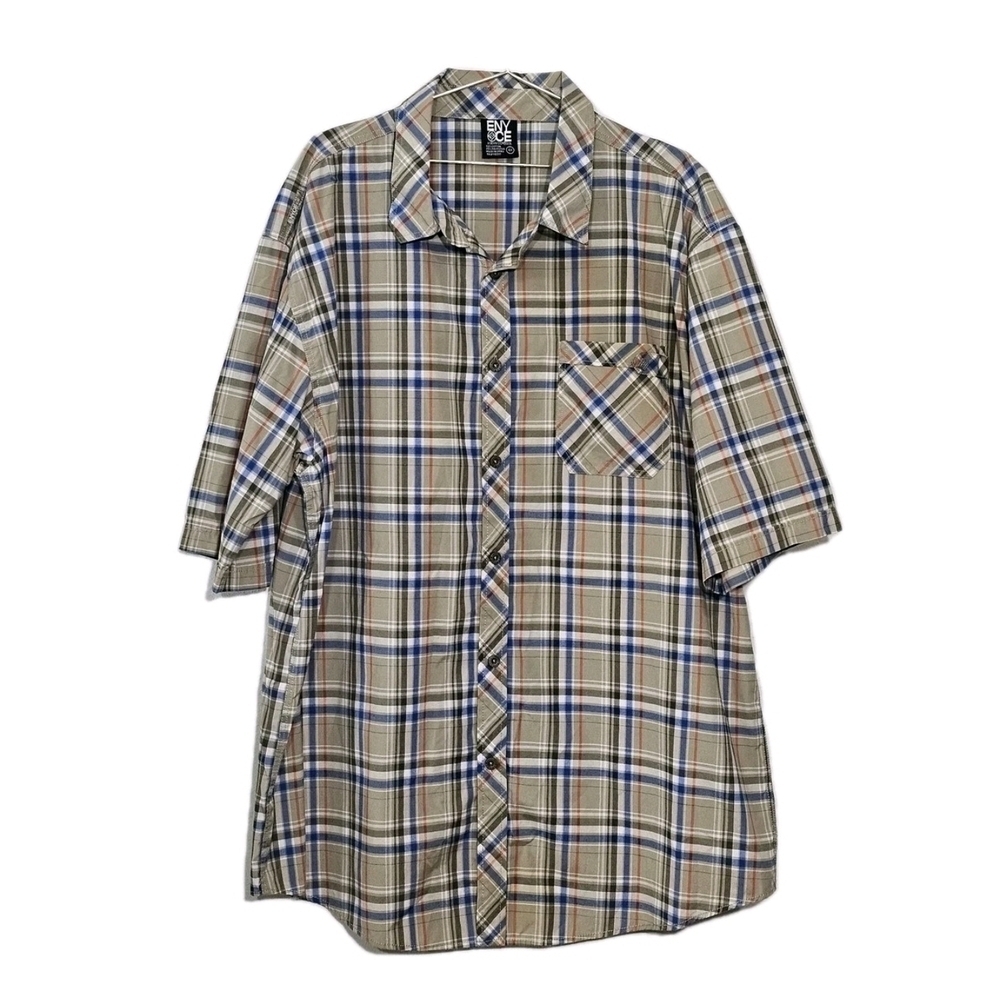 Enyce Men's Plaid Dress Shirt - Blue, Tan, White Sz 4X